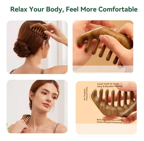 Masajeador Papipapiqiao De Sándalo Verde Gua Sha