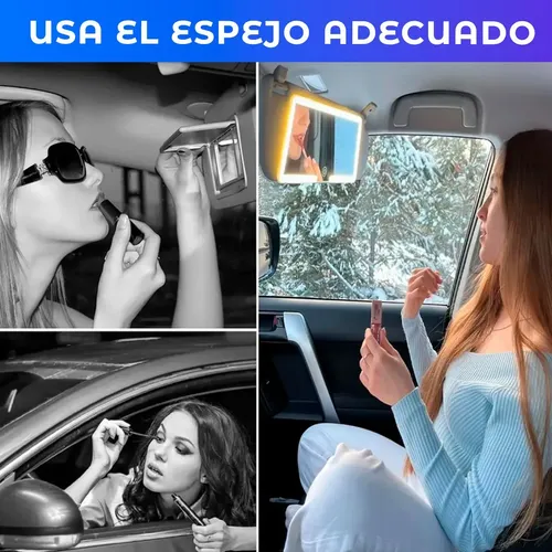 Espejo De Maquillaje De Visera De Coche Con 3 Modos Luz Led