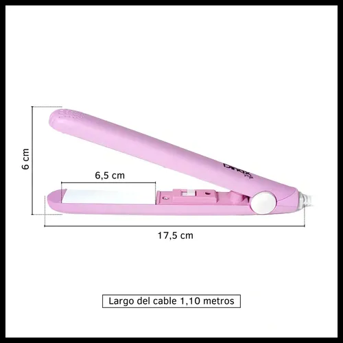 Planchita De Pelo Mini Flequillo Cabello Portátil Color Rosa