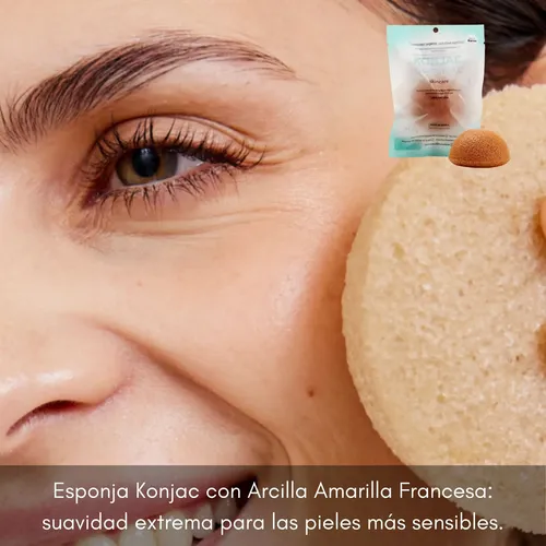 Esponja Facial Konjac Arcilla Amarilla Piel Atopica Korea