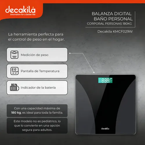 Balanza Digital Baño Personal Corporal Personas 180KG Decakila KMTT038W