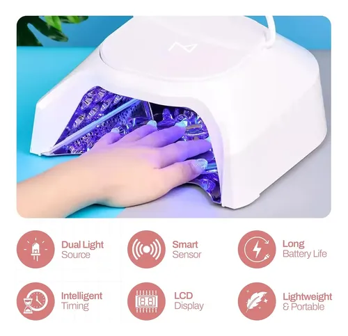 Lámpara Uv Led Recargable Profesional Negra Y Blanca