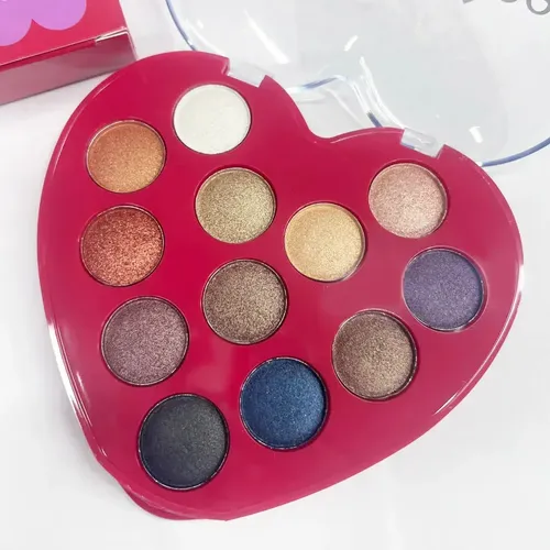 Sombra Ojos Brillante Tono 01 Paleta Corazon 12 Tonos Maquillaje Rostro Veoquiero