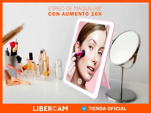 Espejo Luz Led Tactil Cuadrado LIBERCAM RESP-10 Maquillaje Carga Usb Color Blanco
