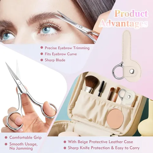 Tijeras Plateadas Para Cejas De 3,8 Pulgadas, Tijeras Pequeñ