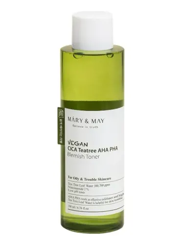 Tónico Facial Mary & May Cica Tea Tree AHA PHA Para Piel Grasa y Sensible 200 mL