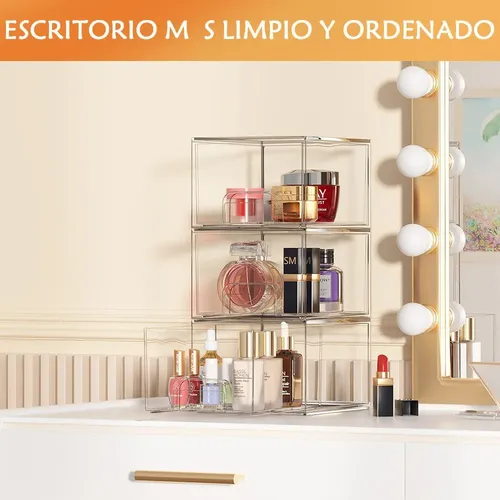 1 Caja De Almacenamiento De Cosméticos Apilable Con Cajones Claro