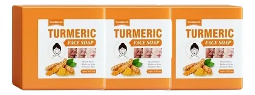 Jabón Con Jengibre Y Cúrcuma Para Eliminar Acné, 100g, 3 Pzs