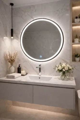 Espejo Led Fría O Cálida Esmerilado Circular 80 Cm Enc Touch