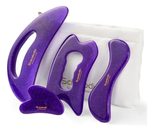 Set 4 Herramientas Gua Sha Scienlodic Resina Morado