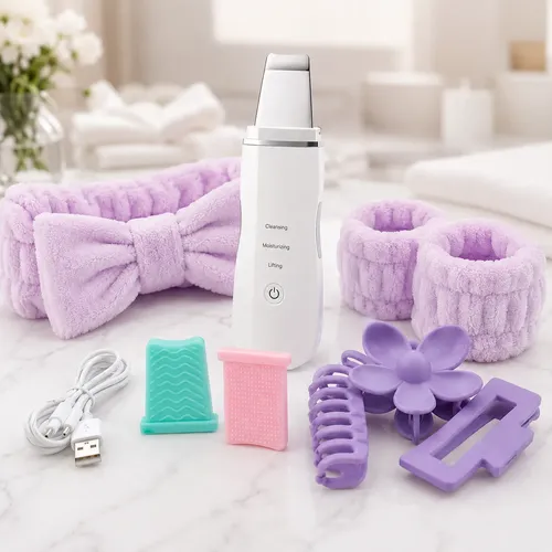Kit Skincare Vincha Muñequeras Espátula Ultrasónica Facial