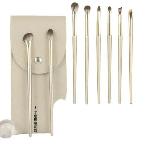 Kit De Brochas Doradas Para Ojos Con Estuche