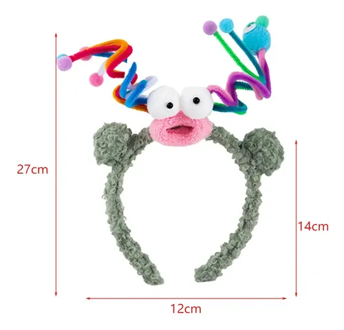 Diadema Verde Con Peluche Para Cabello Con Aros Y Monstruo