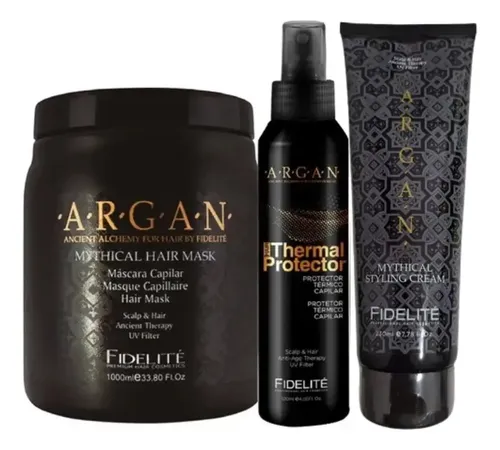 Combo Argán Fidelite X3 Mascara Prot. Termico Crema D Peinar