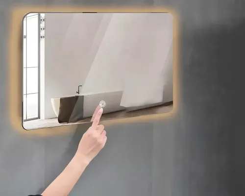 Espejo Horizontal Borde Curvo Luz Led Trasera 70×50