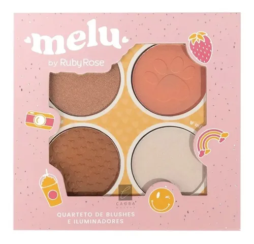 Paleta Cuarteto Rubor Iluminador Bronzer Melu By Ruby Rose