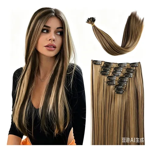 Extensiones De Cabello Sintéticas Rectas Invisibles Para Muj