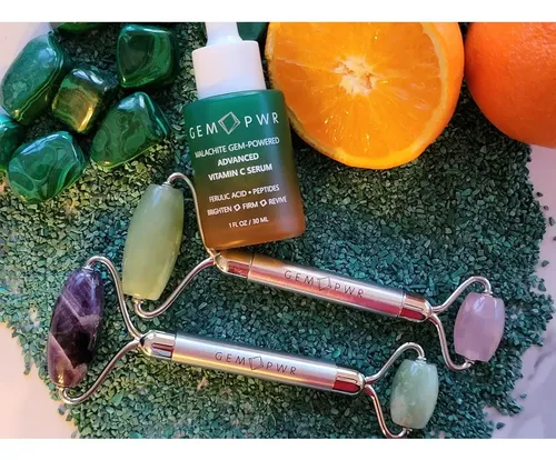 Rodillo Facial Doble Jade + Cuarzo Rosa Gem Pwr 2 En 1