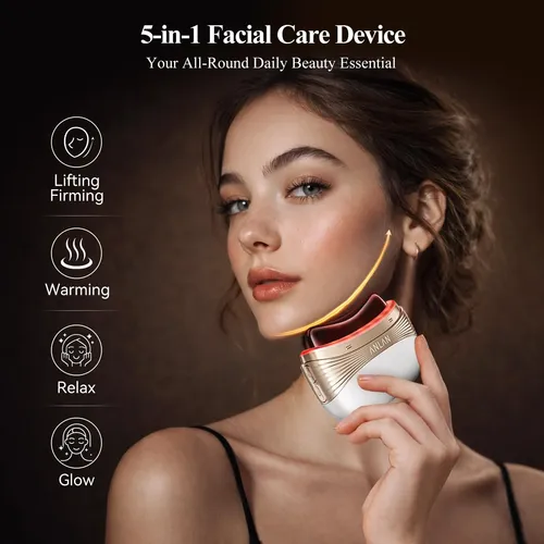 Masajeador Facial Eléctrico Anlan Gua Sha Luz Roja Blanco