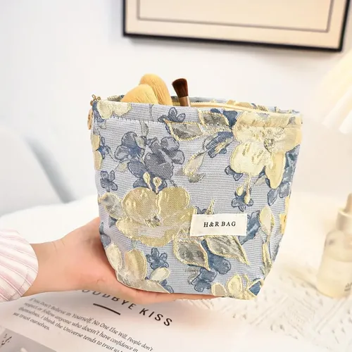 Set De Maquillaje Viaje Para Mujer Con Estampado Dorado