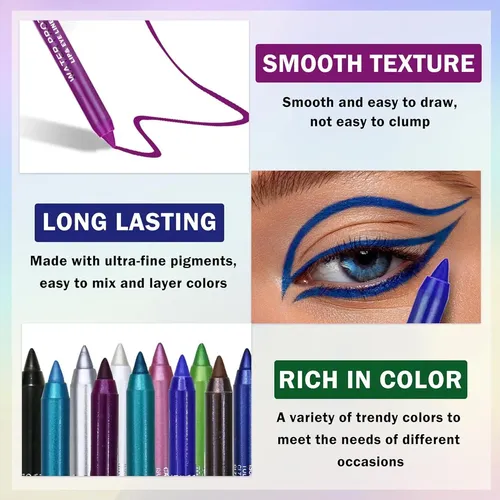 Set De 12 Delineadores De Ojos Coloridos