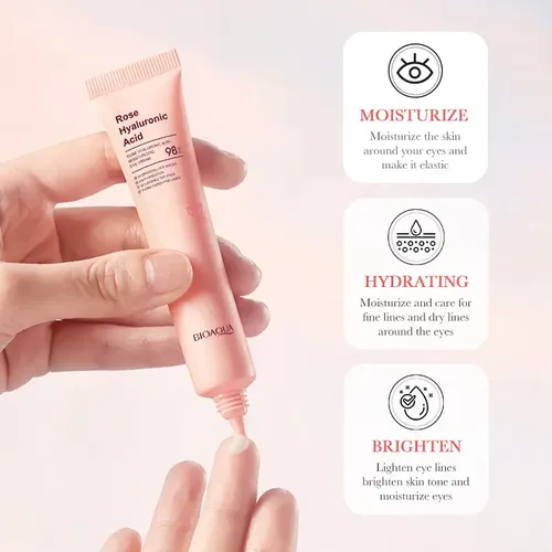 Crema Contorno de Ojos Con Extracto de Rosas Y Acido Hialurónico Bioaqua Contorno de ojos día/noche para todo tipo de piel de 20g 25+ años