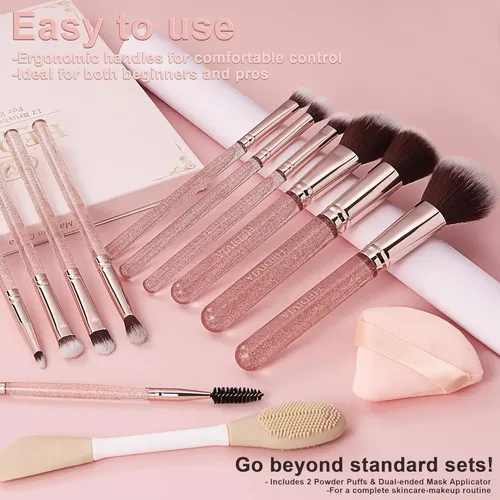 14 Pcs Makeup Brushes Set Professional Synthetic Foundation