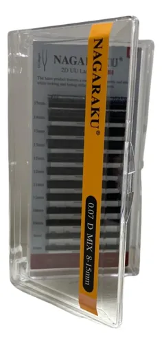 Kit Nagaraku Extensiones De Pestañas Tecnológicas 2d Uu 0.07 Curvas C Y D Mix 8 Al 15 Mm