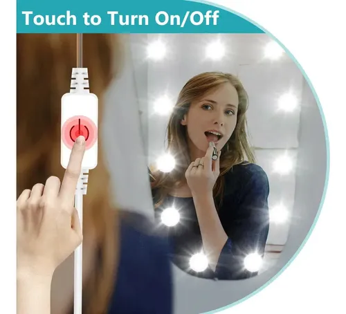 Kit 2 Focos Lamparas Luz Led Espejo Usb Maquillaje Camarin