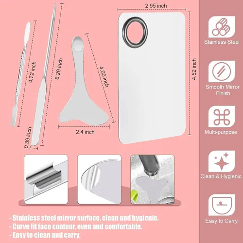 Set De 4 Espátulas De Maquillaje Inoxidable