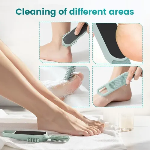 Cepillo Exfoliante Para Pies 3 En 1 Con Mango Ergonómico