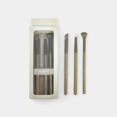 Set De Brochas Para Ojos City Girl X3 Maquillaje Profesional