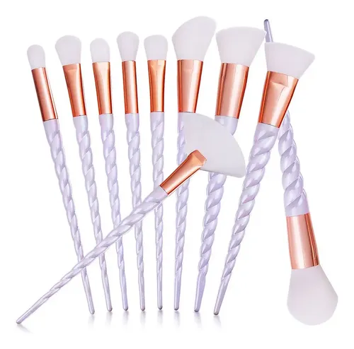 Rancai Set De 10 Brochas De Maquillaje Con Mango En Espiral