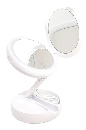 Espejo Luz Led Tactil Usb Maquillaje Aumento Plegable Color Del Marco Blanco