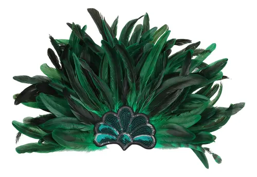 Tocado De Plumas Showgirl Verde Para Cosplay