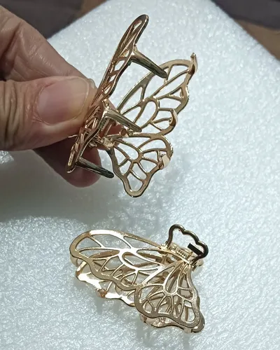Set X2 Ganchos Mariposa Pequeños Para El Pelo Metal Y Gemas