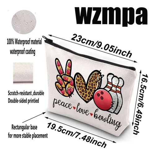 Bolso De Maquillaje Cosmético Wzmpa Bowling Paz Amor Bola De