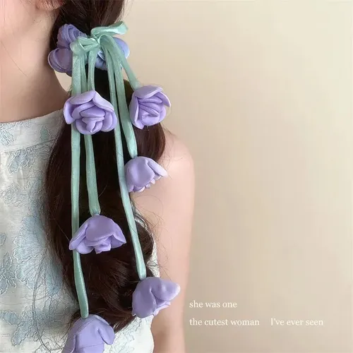 Cinta For El Pelo Con Borlas Florales Con Forma De Tulipán