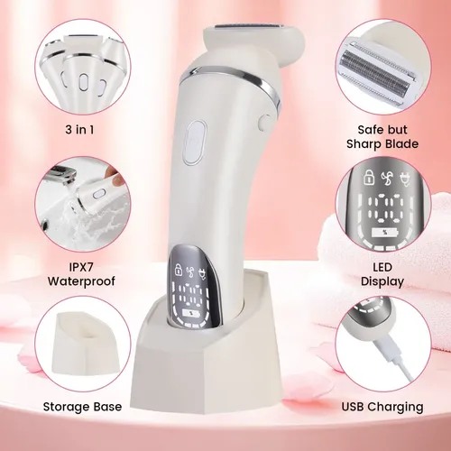 Depiladora Eléctrica Xp7 3 En 1 Usb  Mujer Facial Y Cuerpo