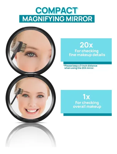 Espejo Compacto Macaki 3 De Doble Cara Con Aumento De 20x, N