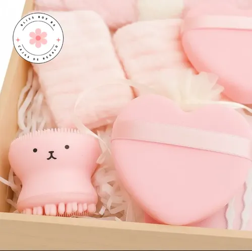 Kit Skincare Caja De Regalo Modelo Moño Niña Rosa 7 Unidades