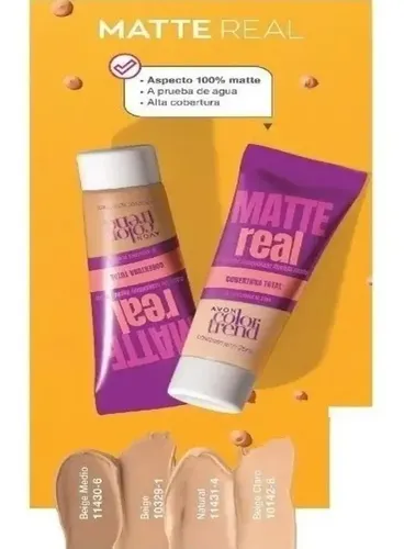 Base De Maquillaje Liquida Mate Avon Color Trend Matte Real Tono Beige Claro 210n