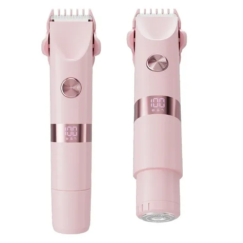 Depiladora Eléctrica 2 En 1 Mujer Recortadora Íntima Led Usb Rosa