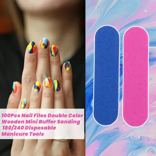100 Limas De Uñas De Doble Color Para Madera, Lijado 180/24