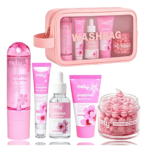Rutina Skincare Asiatica Sakura Mely 5 Pasos+bolso Neceser