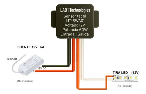 Interruptor Touch Modulo Sensor Tactil Espejo Led Pack X5