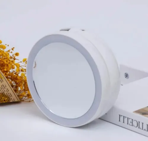 Espejo C/ Luz Y Aumento Plegable Maquillaje Makeup Plegable