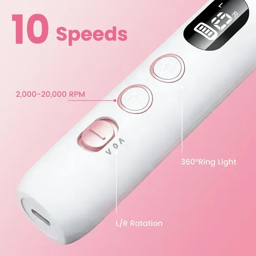 Electric Nail Drill,20,000 Rpm Cordless Nail File Kit