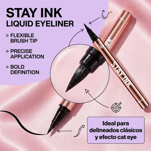 Debby Rose Stay Ink Negro Color Duradero Delineador