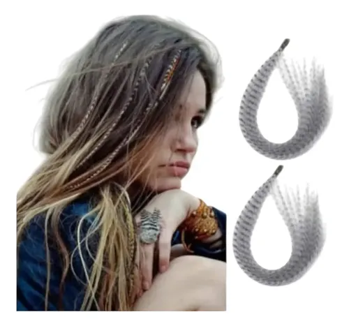 10 Extensiones De Cabello Kanekalon Efecto Plumas 40cm